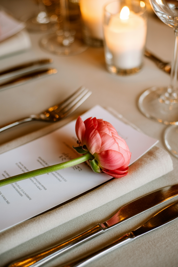 A single statement bloom per place setting