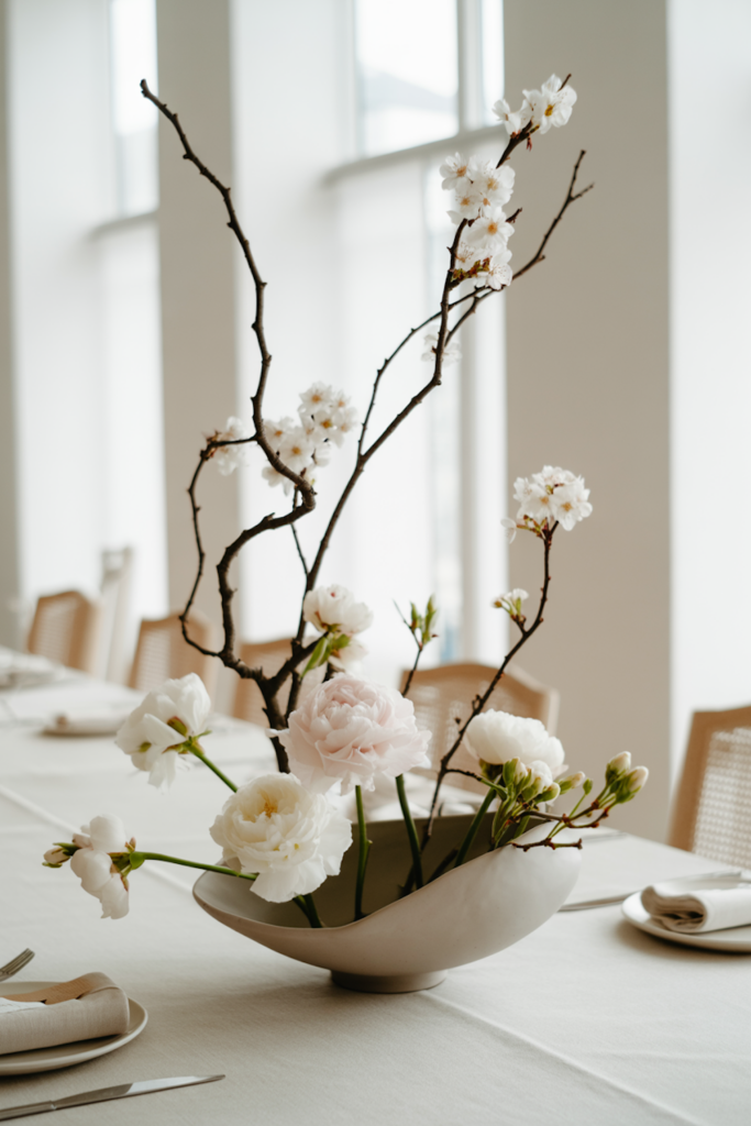 Low ikebana-inspired arrangements