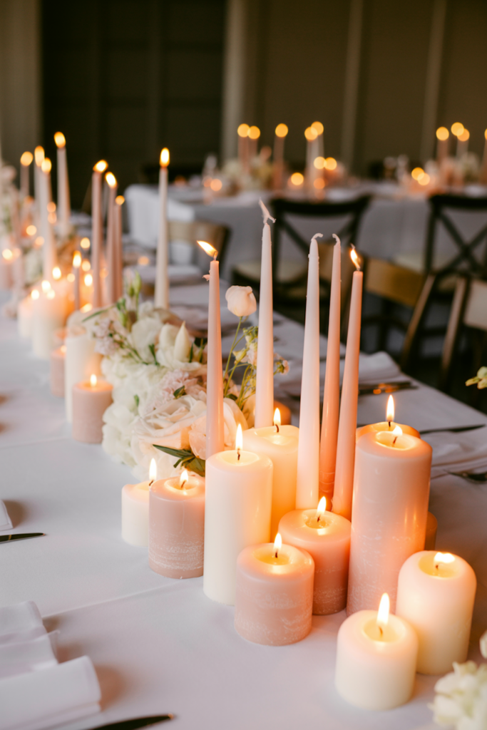 Candle clusters in spring tones