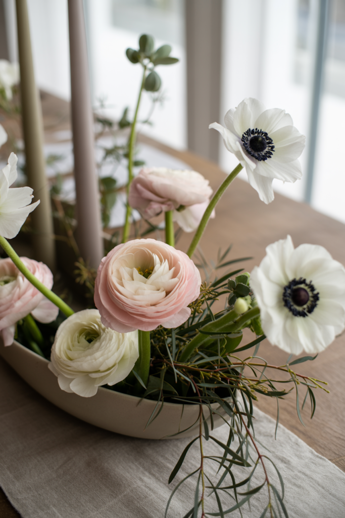 Ranunculus and anemones for texture