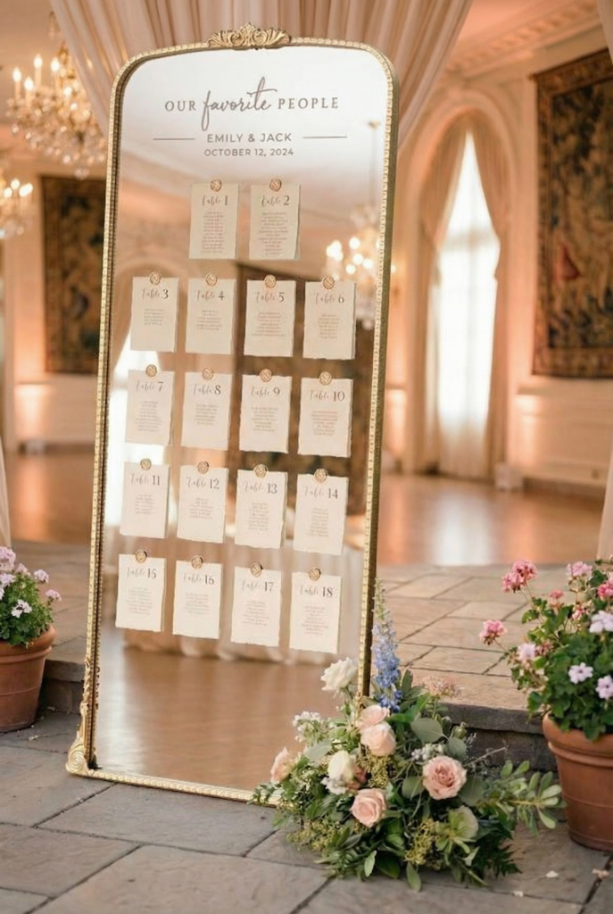 seating card display wedding trends