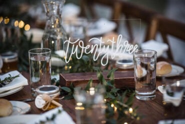 Acrylic Table Numbers with White Ink