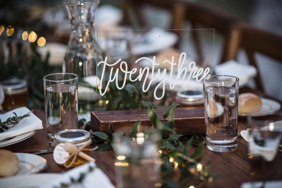 Acrylic Table Numbers with White Ink