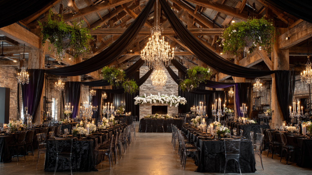 fekete nyakkendős esküvői terasz