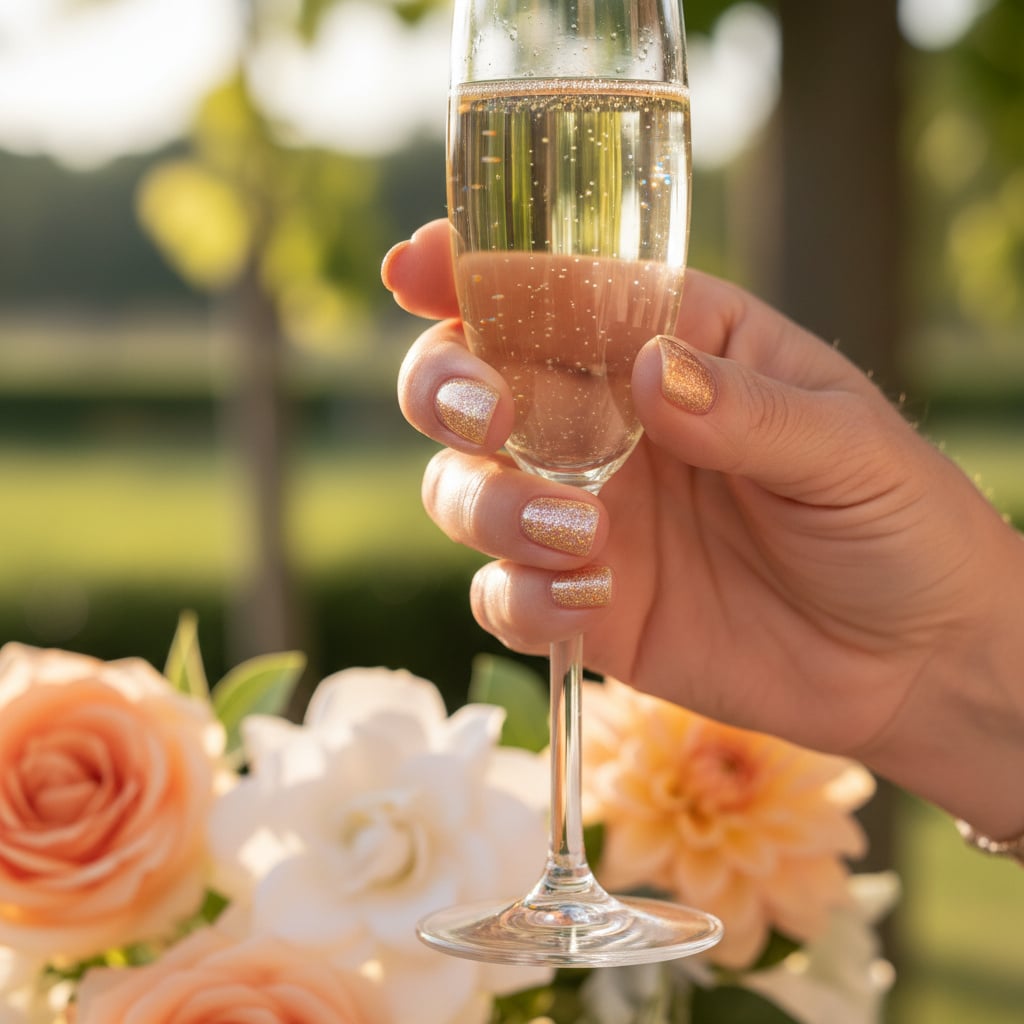 Champagne Shimmer Nails