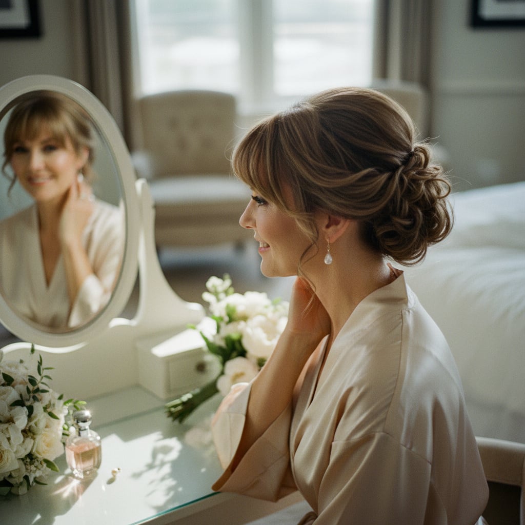 Curled Updo with Side Bangs