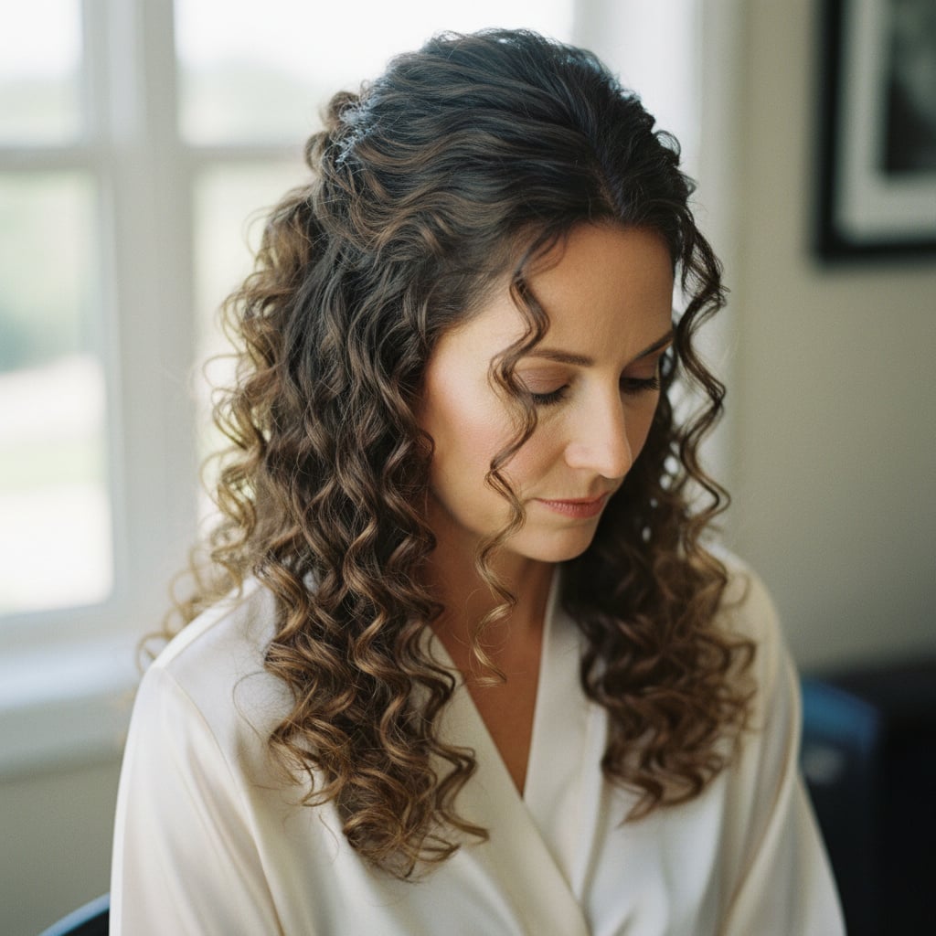 Curly Half Up Long Hair