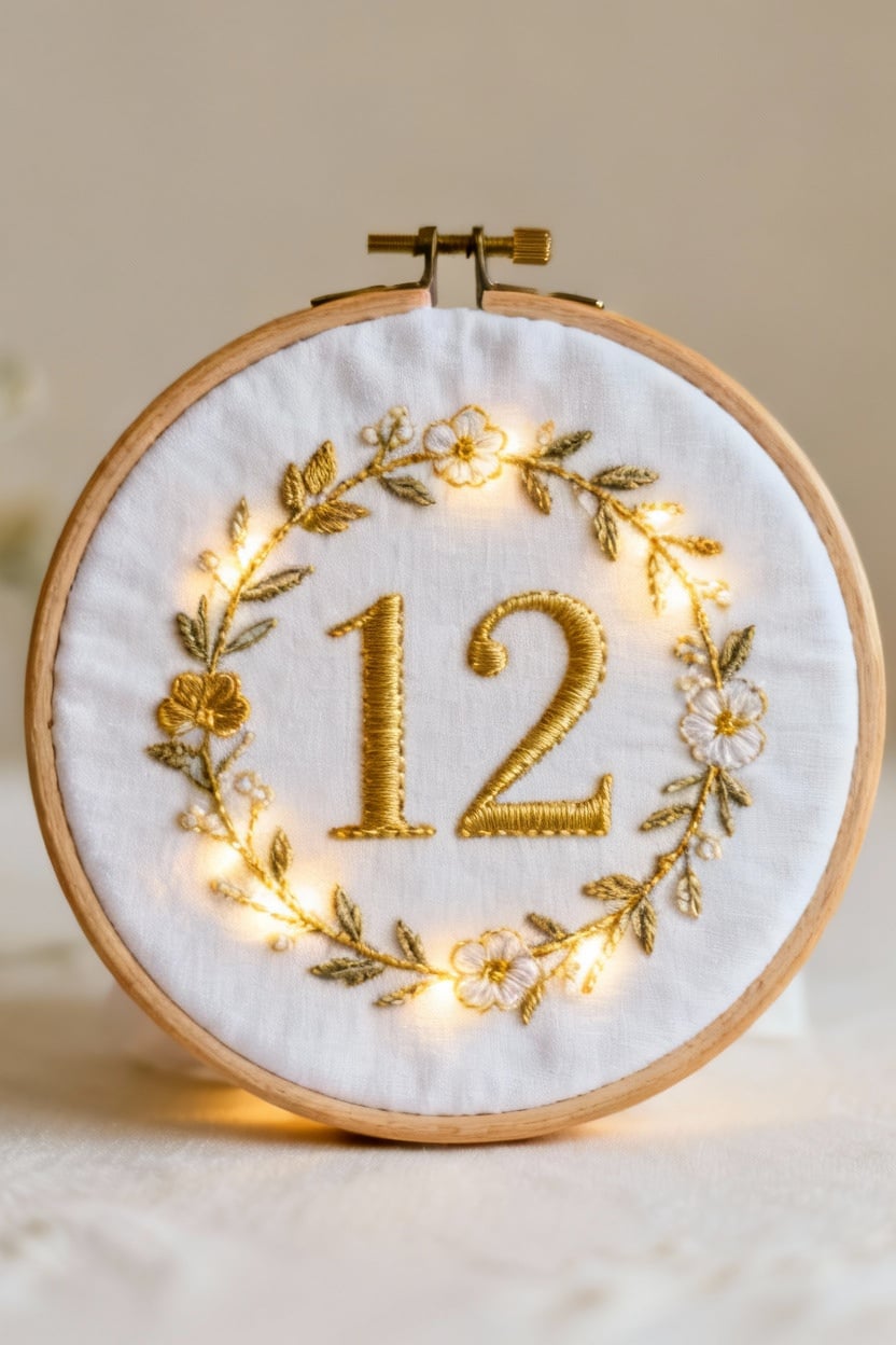 Hanging Hoop Table Numbers with Ribbon