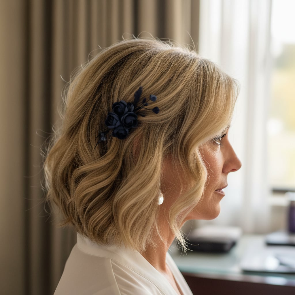 Short Beachy Waves with Fascinator