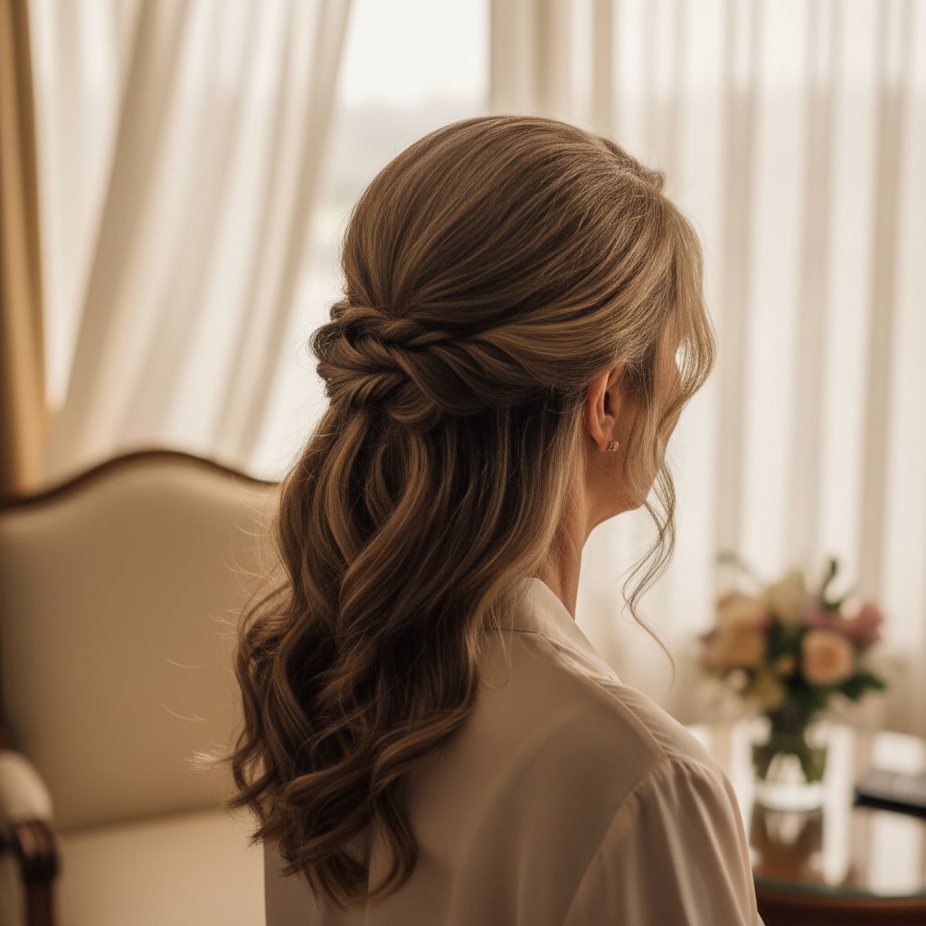 Twisted Medium-Length Half Updo