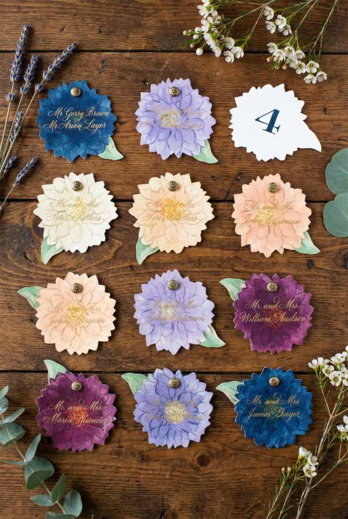 flower seating cards