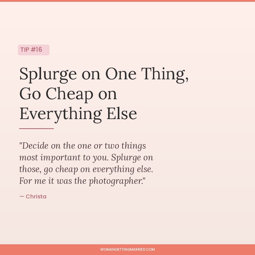 wedding budget tip splurge on one priority and save on everything else