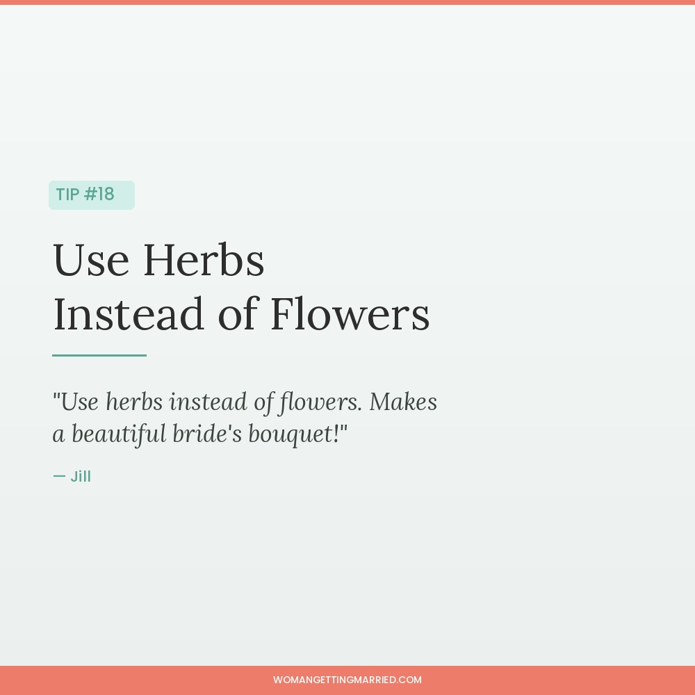 wedding budget tip use herbs like lavender and rosemary instead of flowers