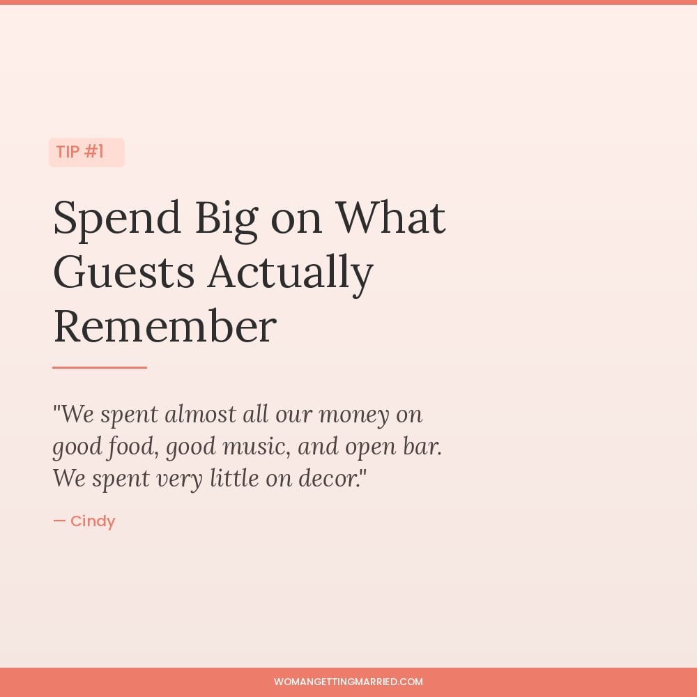 wedding budget tip spend on food music and open bar