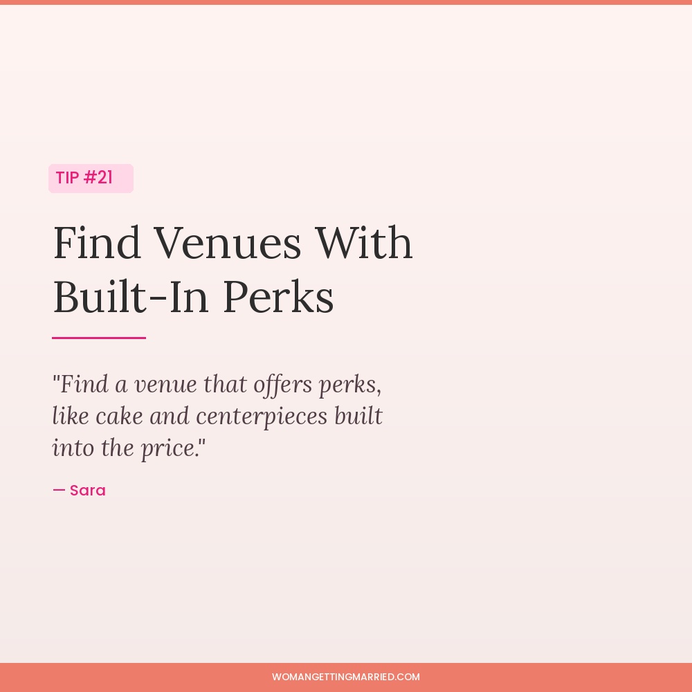 wedding budget tip find venues with perks like cake and linens included