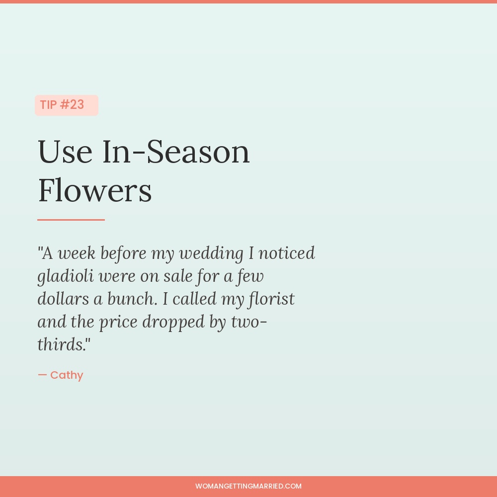 wedding budget tip use in-season flowers to cut floral costs