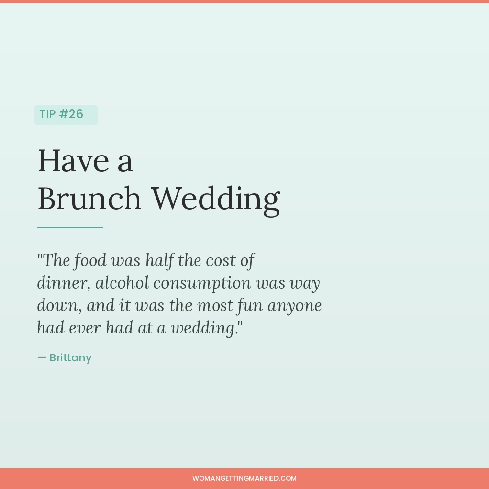 wedding budget tip have a brunch wedding to save on food and drinks