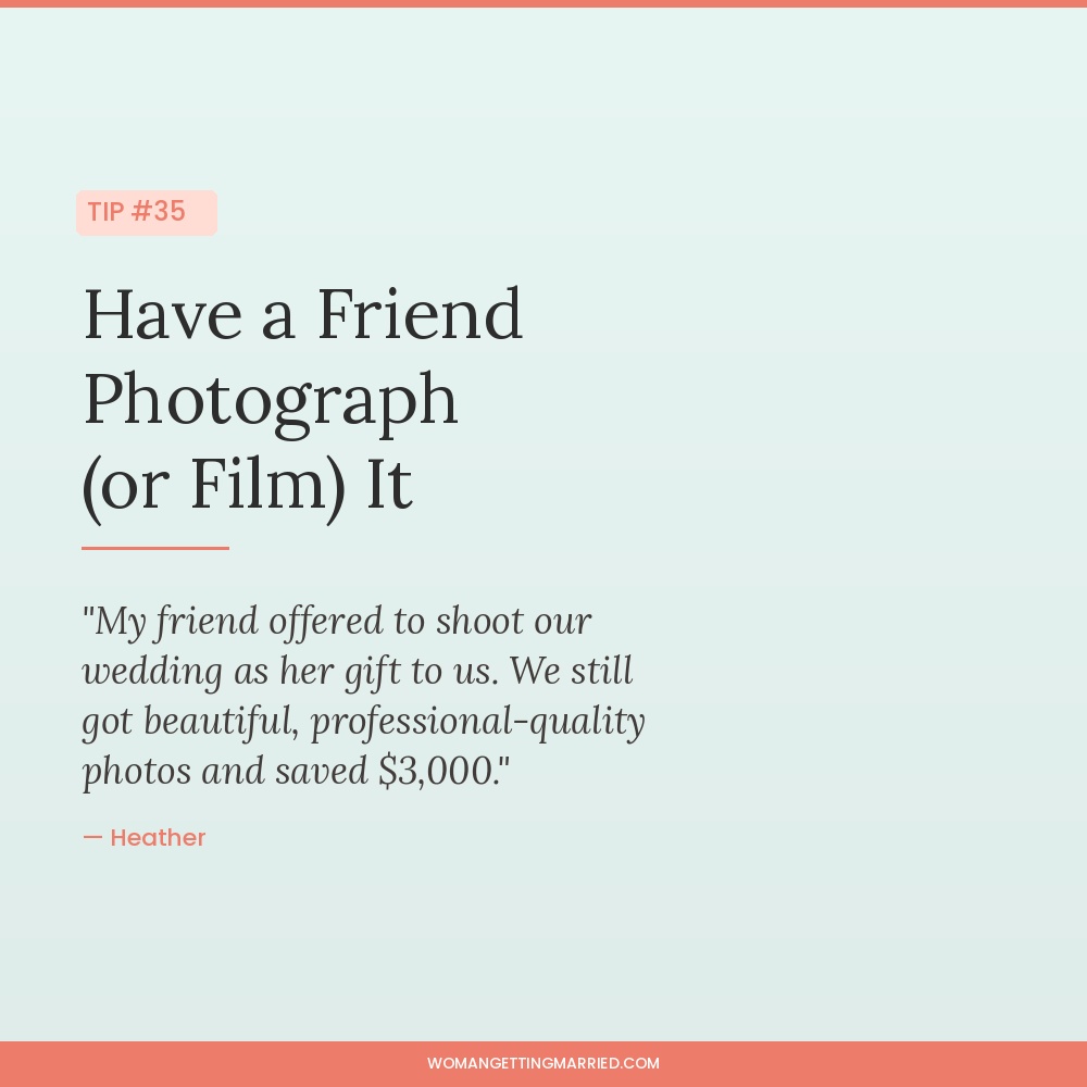 wedding budget tip have a talented friend photograph your wedding as a gift