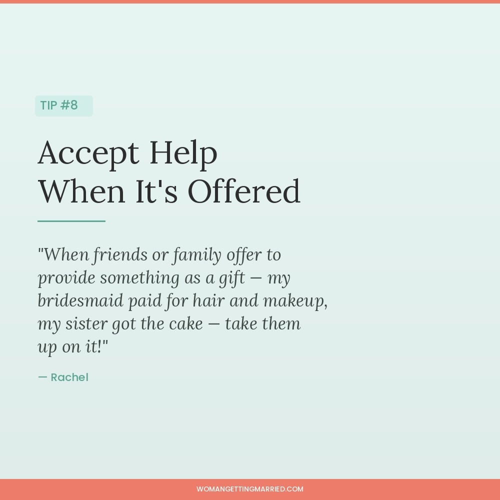 wedding budget tip accept help from friends and family as wedding gifts