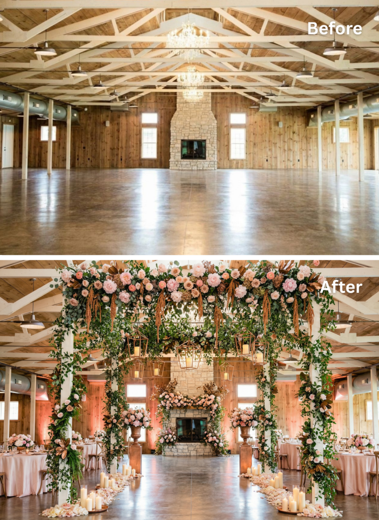 garden romanticism wedding venue transformation