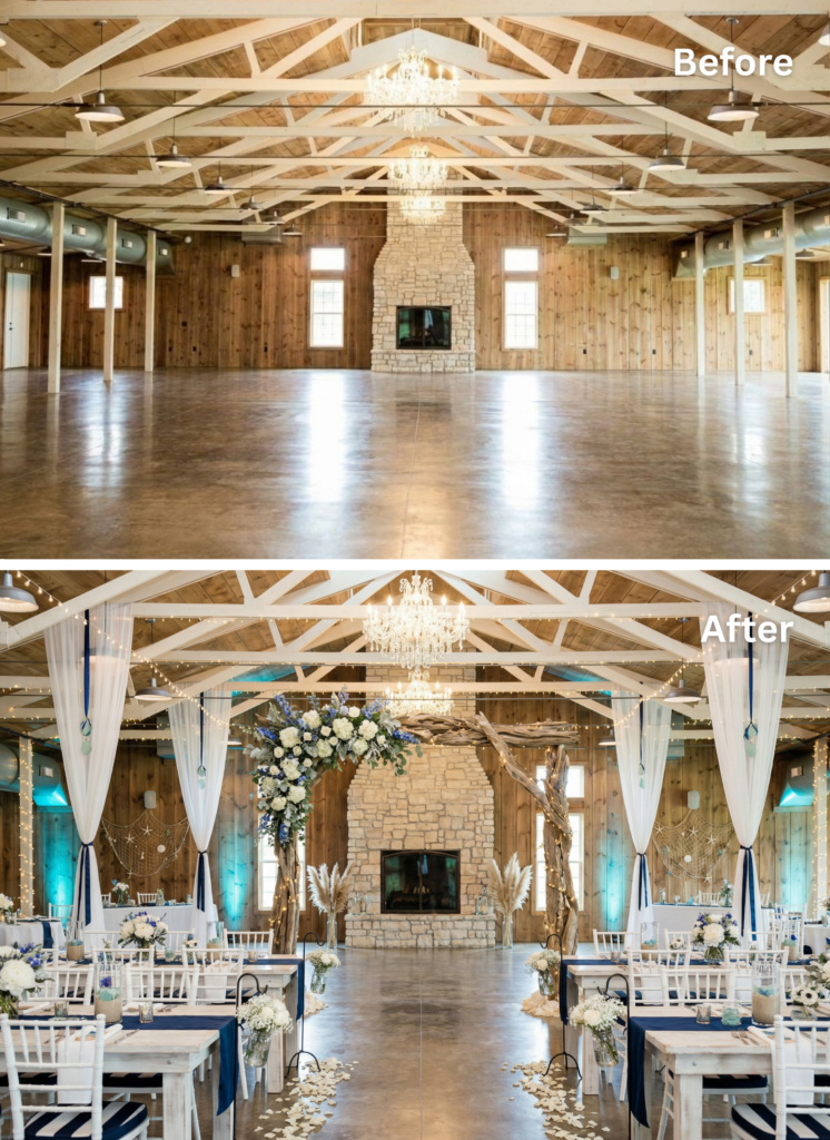 coastal chic wedding venue transformation