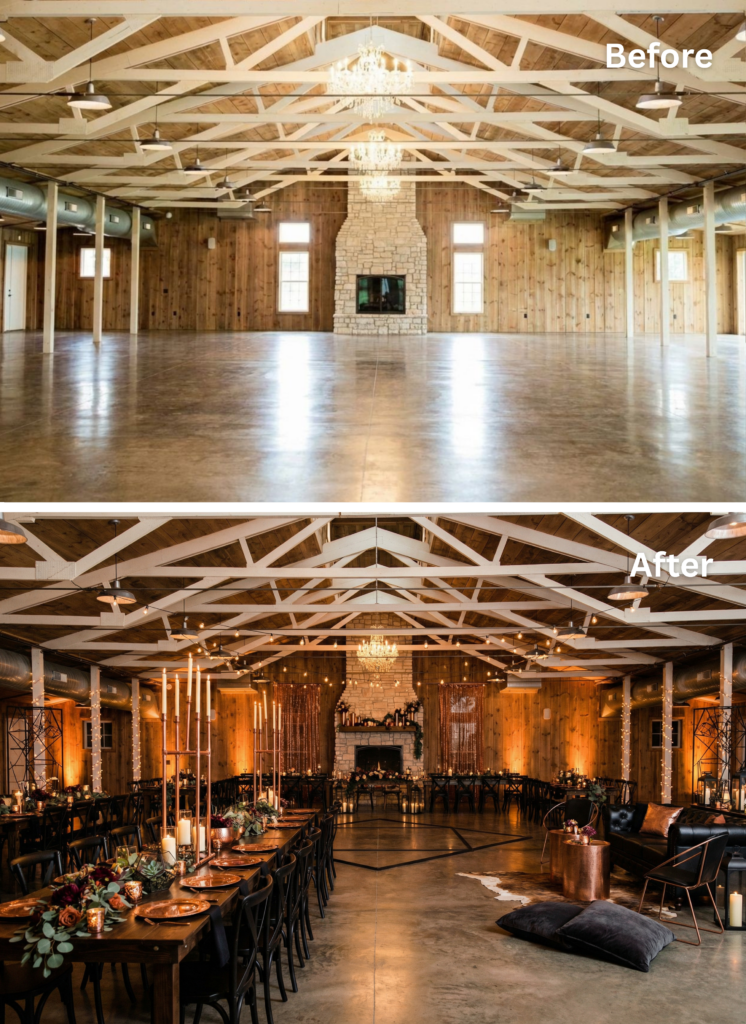 industrial chic wedding venue transformation