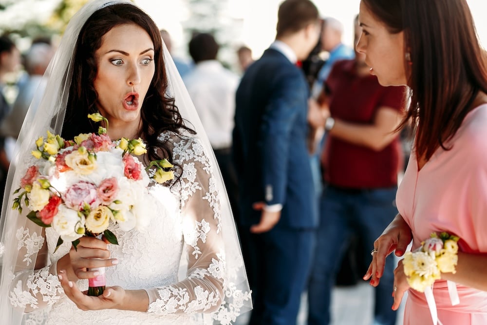 bride with wedding guests