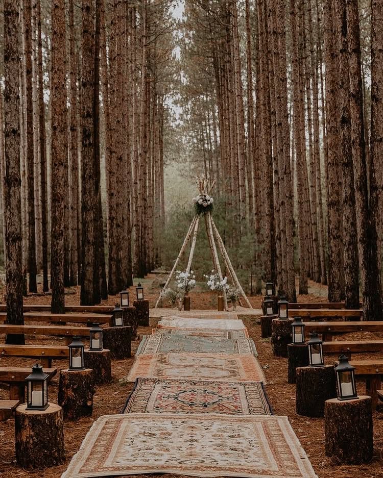 Whimsy wedding forest wedding via Instagram @katyakatyalondon