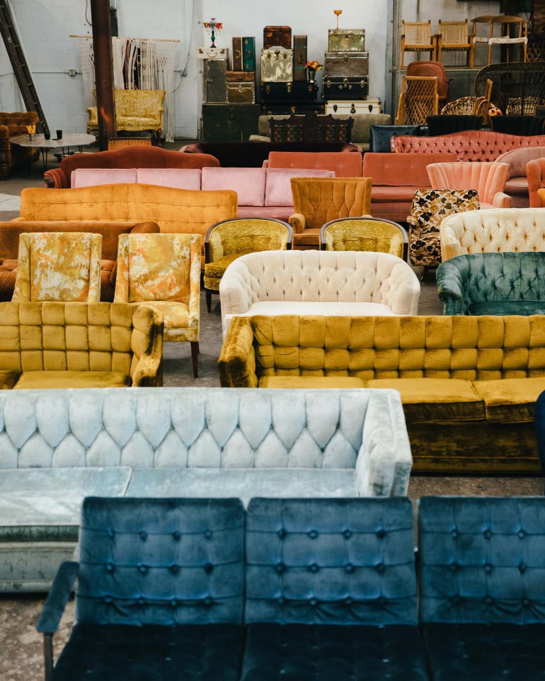 Whimsy wedding mismatched rentals via Instagram @rentsparkvintage