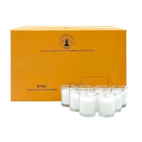 Hosley 96-pack warm white unscented glass-filled votive candles