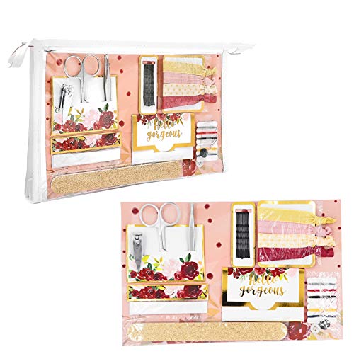 Kate Aspen Wedding Day Emergency Kit for Bride with floral cosmetic bag