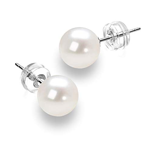JORA 14K White Gold Freshwater Cultured Pearl Stud Earrings