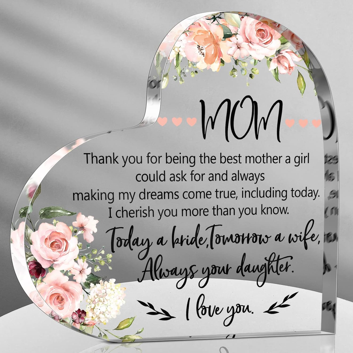 Yalikop Mother of the Bride Acrylic Heart Keepsake