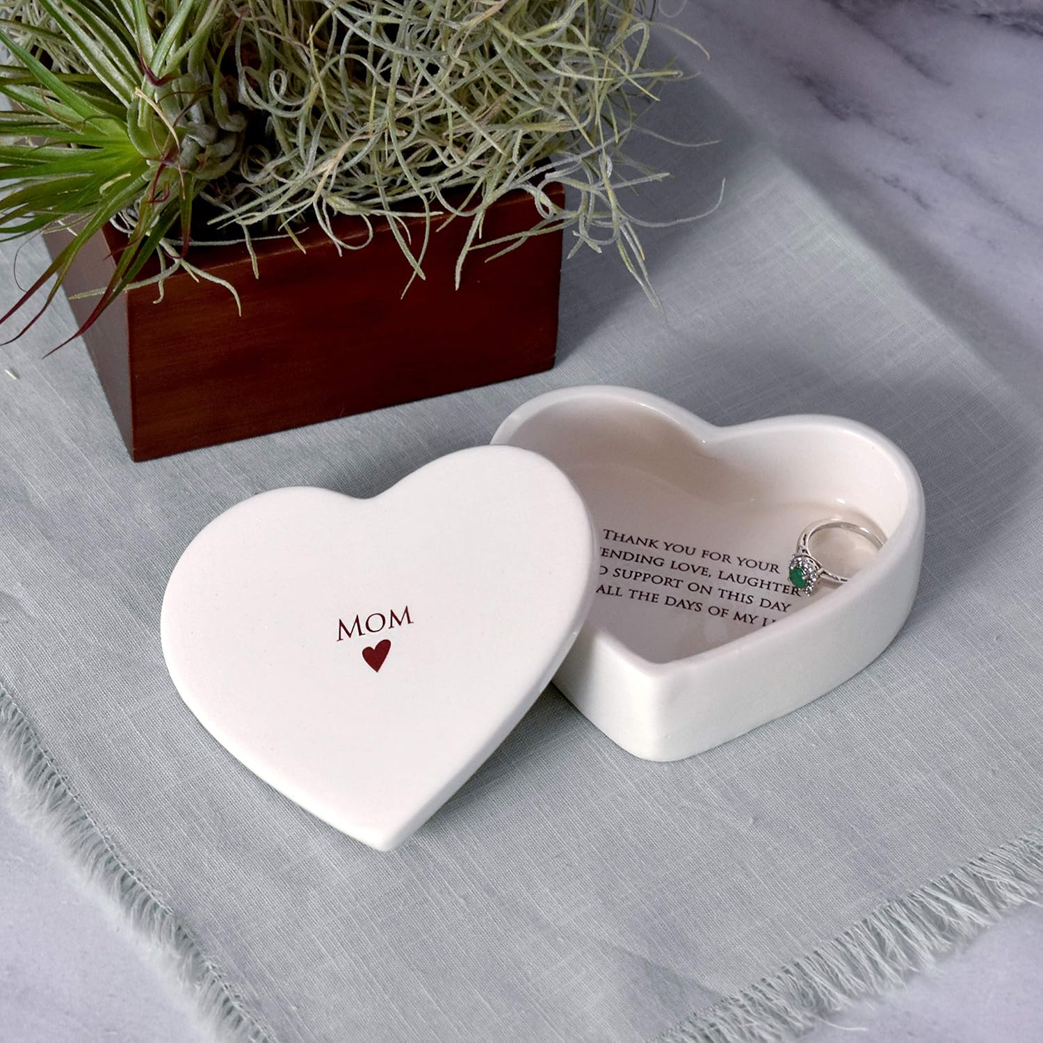 Susabella Personalized Mother of the Bride Ceramic Heart Keepsake Box
