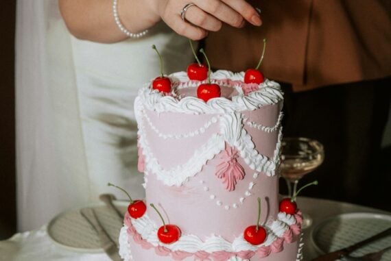 pink wedding cake
