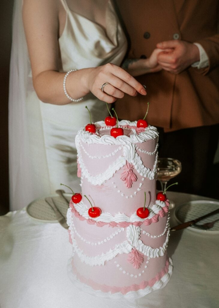 pink wedding cake