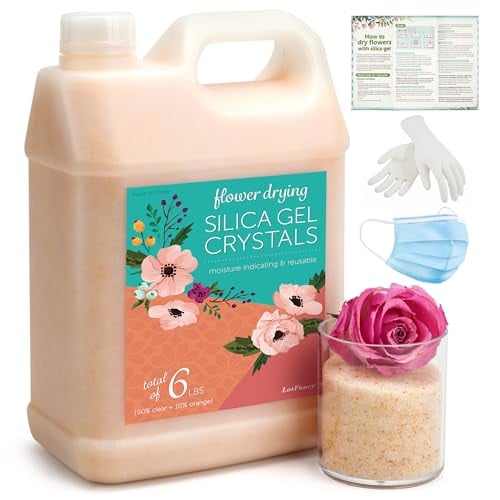 LotFancy Silica Gel Flower Drying, 6 LBS Color Indicating Silica Crystals for We