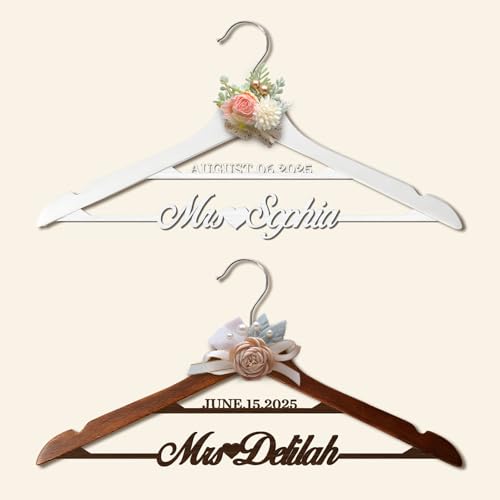XRLSG Bride Hanger Personalized Wedding Dress Hanger for Bride Custom Wooden Nam