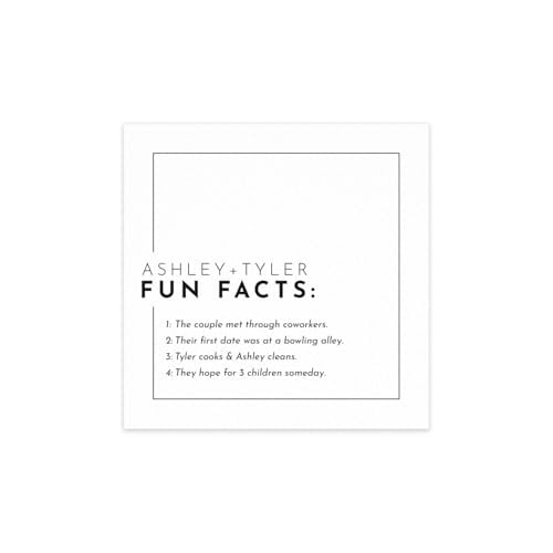 Personalized Fun Facts Beverage Napkins / 100 Custom Wedding Cocktail Napkins /