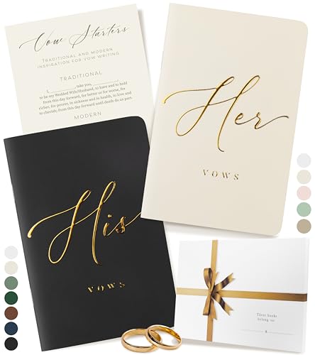 ARTESORI Premium Wedding Vow Book for Her & Him, Soft Touch, Gold Foil, 28 Lined