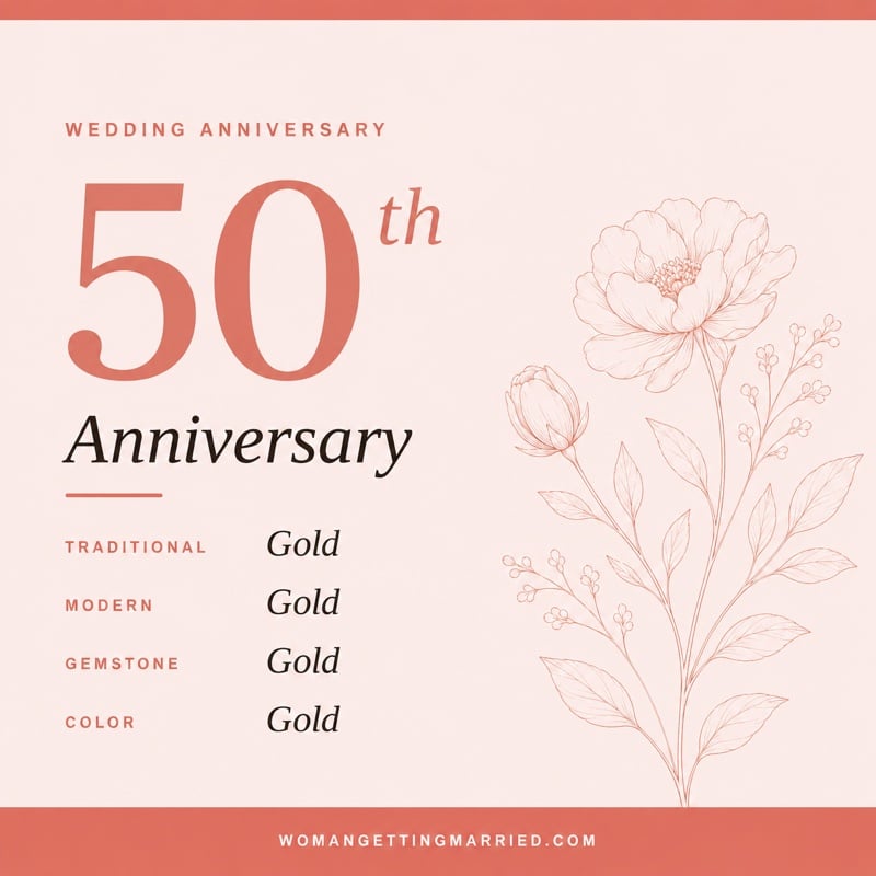 50th wedding anniversary - traditional gold and modern gold gifts