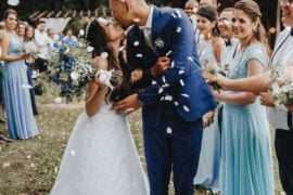 wedding processional kiss