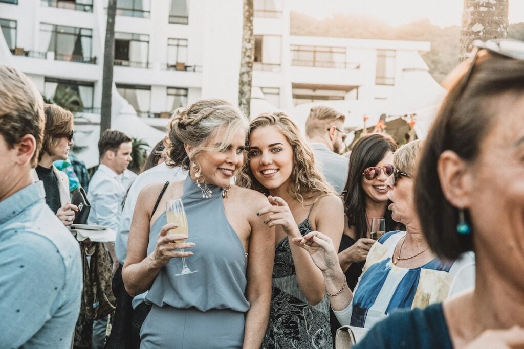 wedding guest arriving