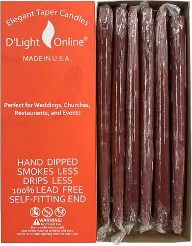D&rsquo;light Online Elegant 10-Inch Chocolate Brown Taper Candles, Set of 12