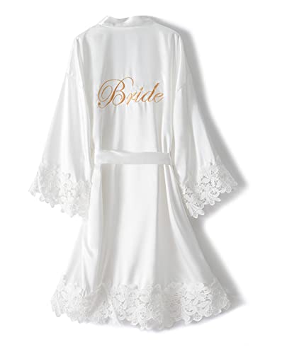 satin getting ready robe for the bride in the bridal suite