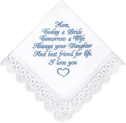 Embroidered mother of the bride handkerchief gift from daughter