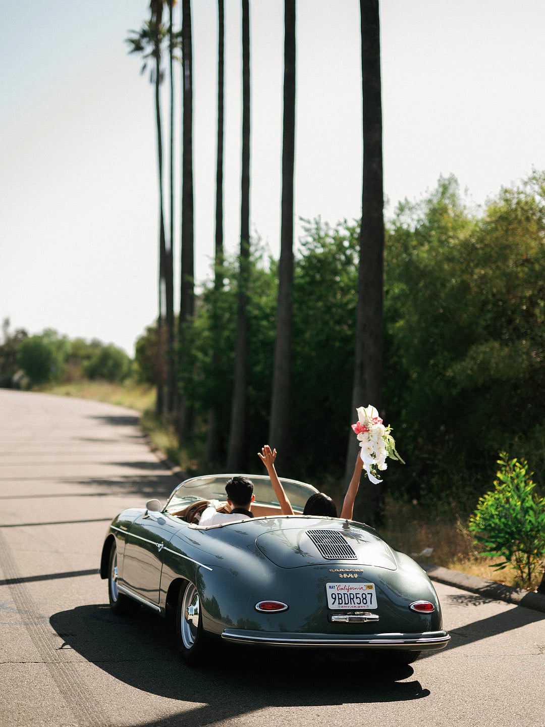 Driving through Los Angeles in the vintage convertible
