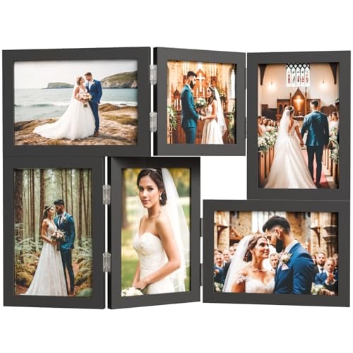 Folding multi-photo wedding memory table frame