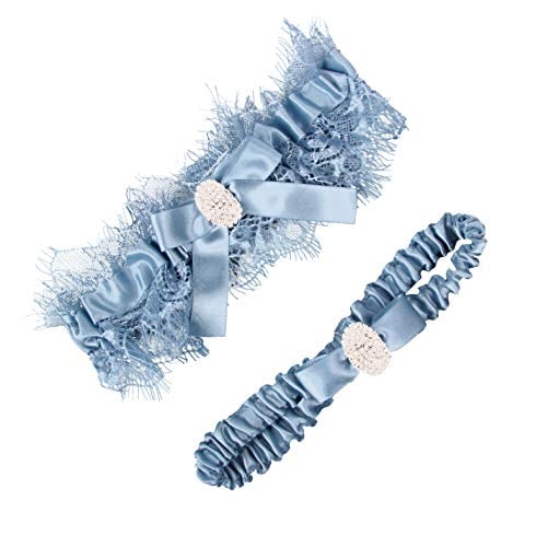 Powder blue vintage wedding garter, something blue