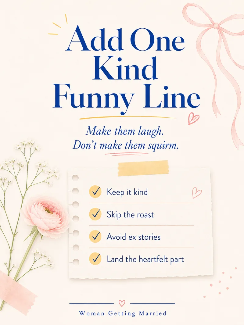 Add one kind funny line to your wedding vows: make them laugh without making them squirm